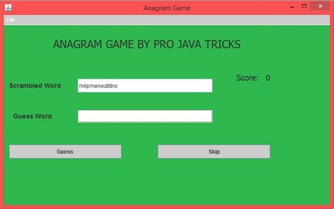 Anagram Word Puzzle Game In Java ~ Projavatricks