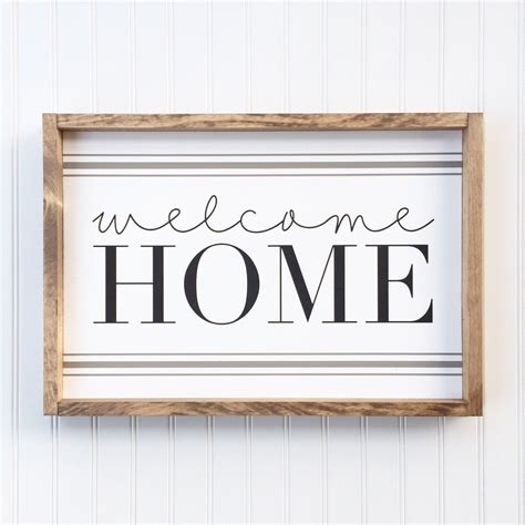 Welcome Home Framed Wood Sign, Housewarmint Gift, Farmhouse Style Wall Hanging, Rustic Gallery ...