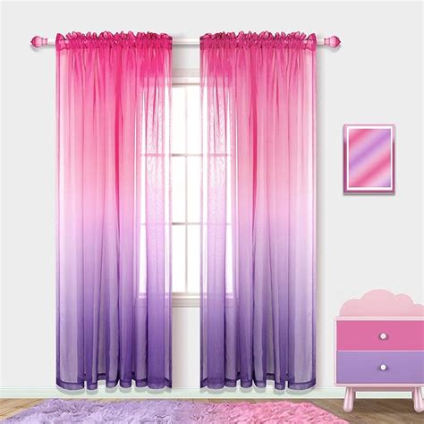 Pink And Purple Curtains For Girls Bedroom 2 Panels Set