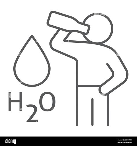 Stay Hydrated Thin Line Icon Healthy And H2o Drink Water Sign Vector