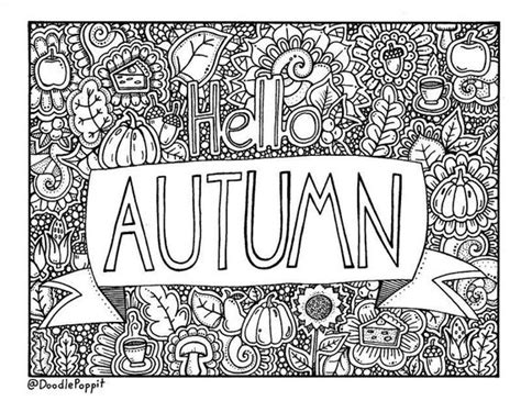 Hello AUTUMN Coloring Page Coloring Book Page Adult