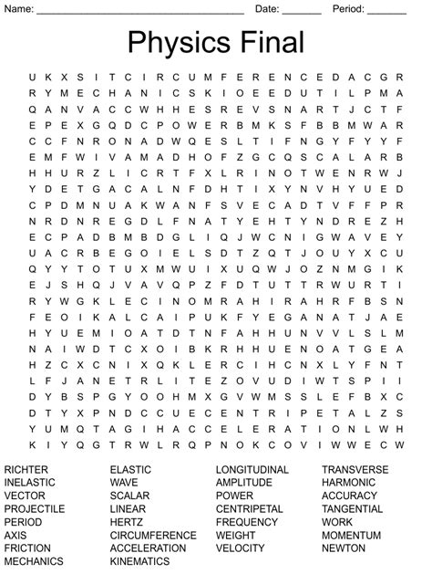 Physics Final Word Search Wordmint