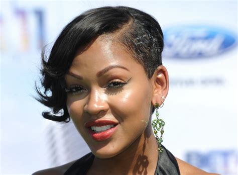 Meagan Good Wearing Her Hair Short And Shaved On One Side
