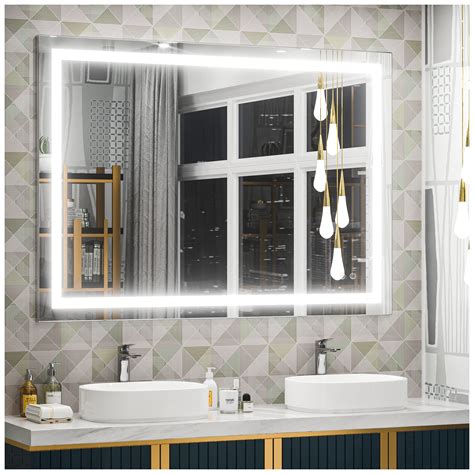 Buy Tetote 48 X 36 Led Bathroom Mirror Bathroom Mirror With Lights Dimmable Anti Fog Wall