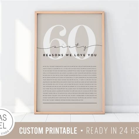 60 Reasons We Love You 60th Birthday Ts For Woman Etsy