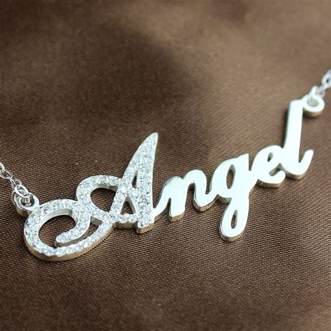 Sterling Silver Script Name Necklace Initial Full Birthstone
