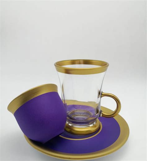 Pasabahce Pcs Purple Color Tea Set Arabic Tea Set Arabic Etsy