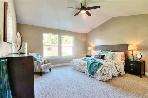 Extend the headboard design all the way across the wall and integrate into the side tables and lighting. Master Bedroom, Bedroom, Ceiling Fan, Vaulted Ceilings ...