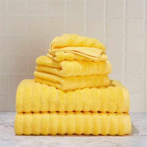 Mainstays Performance Textured 6 Piece Bath Towel Set Sunray Yellow