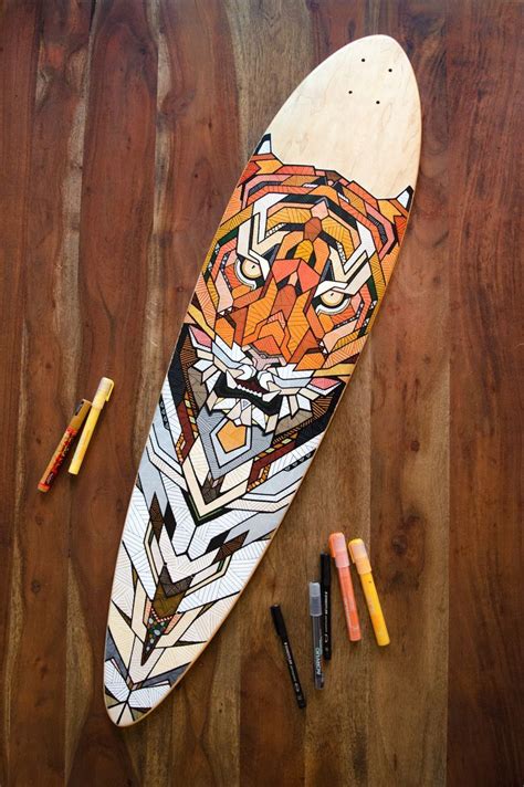 Hand Painted Longboard By Andreas Preis Tiger Designerpreis