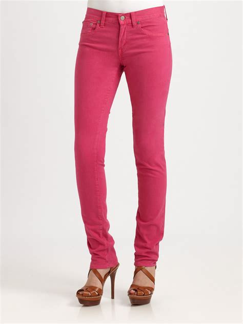Ralph Lauren Blue Label Skinny Twill Jeans In Pink Lyst