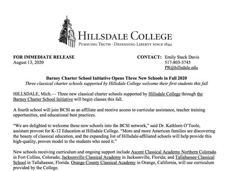Hillsdale Asked To Advise On Florida Public School Curriculum