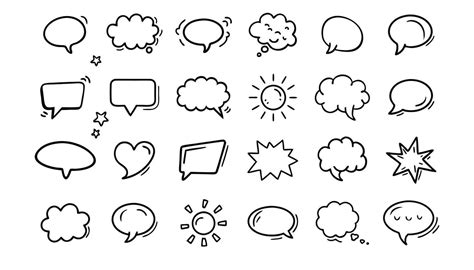 Set Of Hand Drawn Doodle Speech Bubbles Illustration Vector