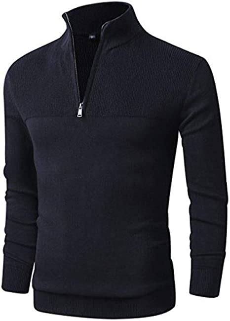 Suéter De Algodón Color Sólido Negro Hombres Suéter Informal Jerseys De