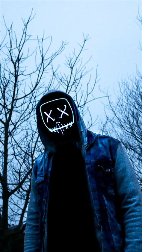 man wallpaper  led mask dope evening anonymous hoodie  photography