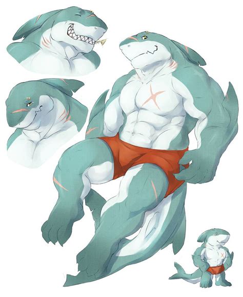 Buff Shark Dude By RalphTheFeline On DeviantArt Furry Art