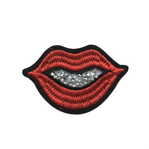5pcs 3d Red Sexy Lips Patches For Clothes Iron On Rhinestone Patch Diy