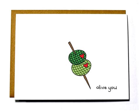 Cute I Love You Card Olive You Card Valentines Day Anniversary Card By Darkroomanddearly On
