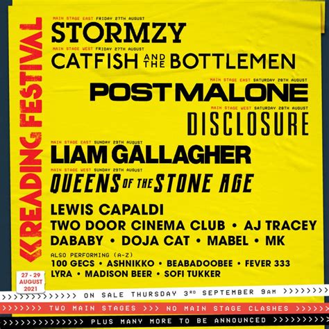The official twitter account wrote this afternoon: Reading Festival | 2021 Headliners Announced Across Two ...