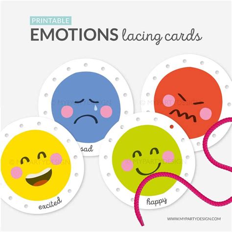 Printable Emotions Lacing Cards My Party Design Emotions Cards