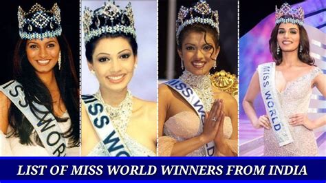 Miss World Winners From India Youtube
