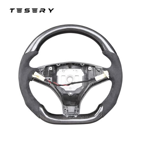 Model X S Rounded Alcantara Carbon Fiber Steering Wheel 2016 2020