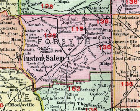 Forsyth County North Carolina 1911 Map Rand Mcnally Winston Salem