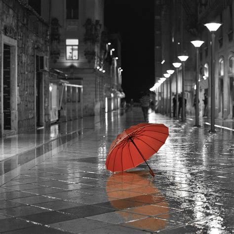 Rainy Night Red Umbrella White Photography Red Umbrella Red Photography