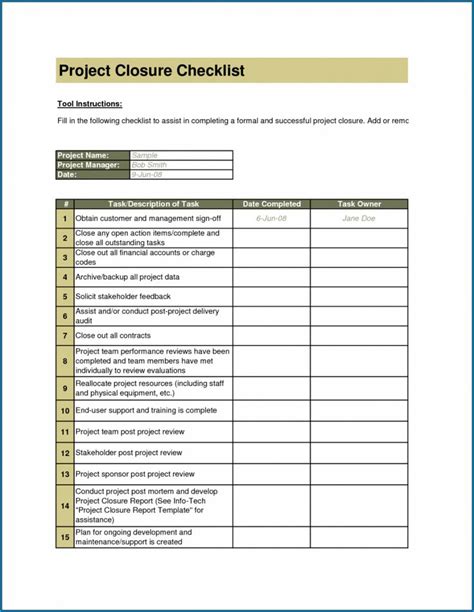 Get Our Image Of Project Closeout Checklist Template Checklist