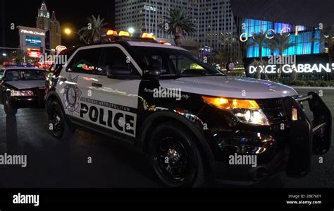 Las Vegas Police Car At The Strip By Night Las Vegas Nevada October