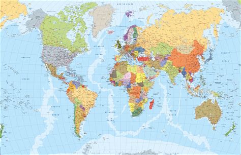 World Wall Map English Laminated Wall Maps Of The World