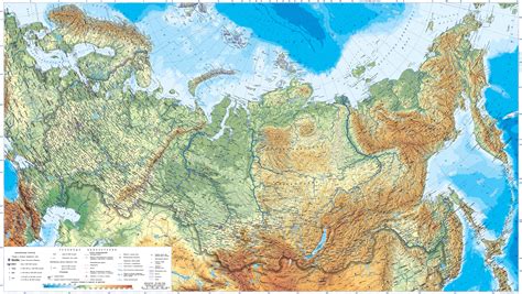 Large Detailed Physical Map Of Russia With Roads And