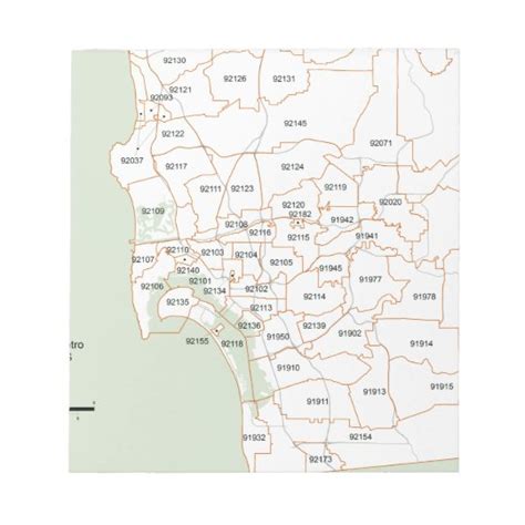 Bloc De Notas Mapa Del Código Postal De San Diego Zazzlees