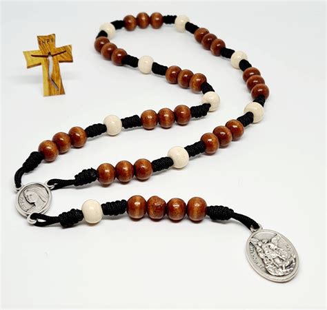 St Michael And Archangel Chaplet Beads Wood 8mm Rosary Angel Etsy Canada
