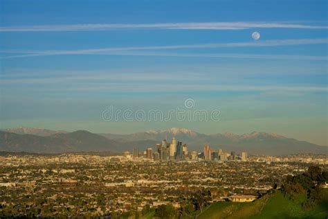 Aerial View Of The Beautiful Los Angeles Downtown Cityscape With Mt
