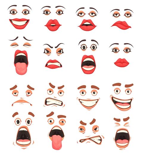 Premium Vector Men Women Cute Mouth Lips Eyes Facial Expressions