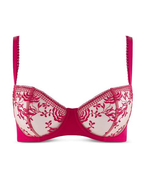 Aubade Paris Fleur De Passion Embroidered Half Cup Bra In Amaryllis Modesens