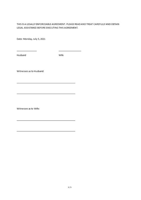 Pre Separation Agreement Templates At