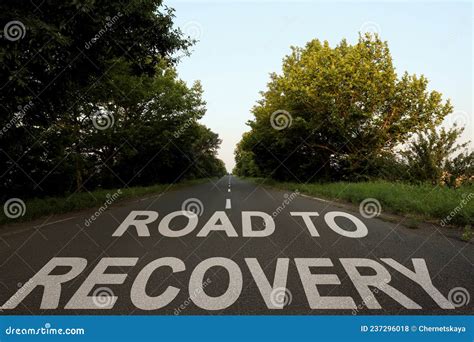 Start To Live Without Alcohol Addiction Phrase Road To Recovery On Asphalt Highway Stock Photo