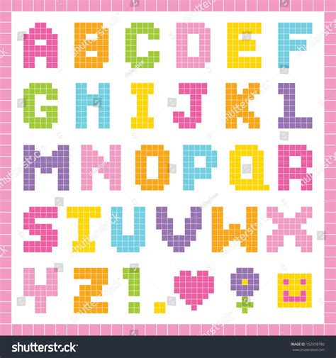 Cute Pixel Art Alphabet Set In Pretty Colors Royalty Free Stock