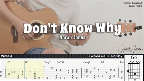 Dont Know Why Norah Jones Fingerstyle Guitar Tab Chords Lyrics Youtube