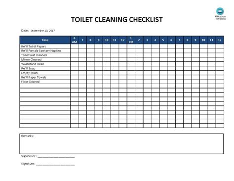 Printable Daily Toilet Cleaning Checklist Excel Printable Templates