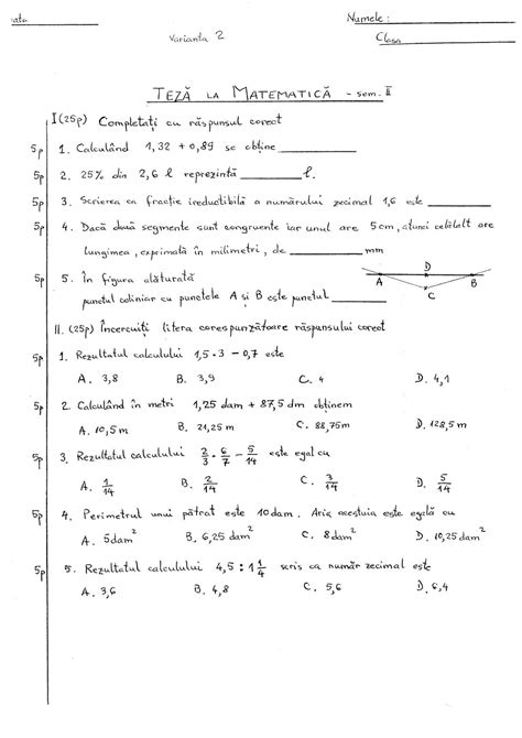 Ogeometrie Teza La Matematica Clasa 5 Semestrul 2