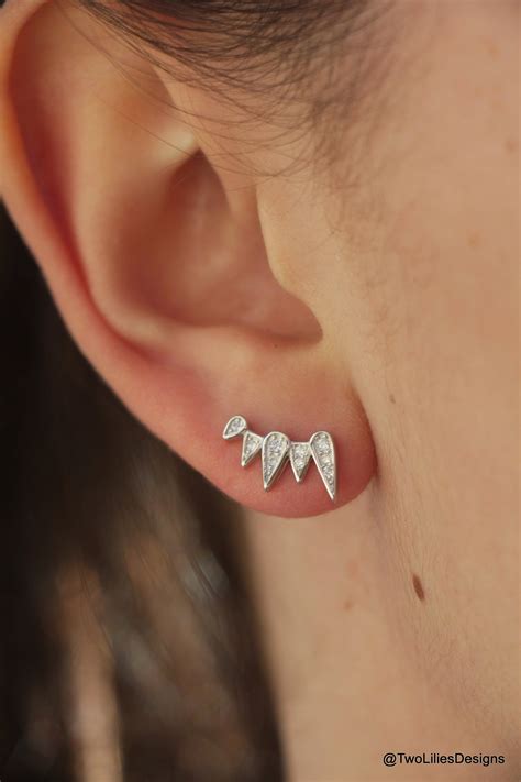Classic Earrings Sterling Silver Zircon Stone Women Glitter Etsy