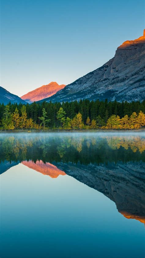 Nature Lake Reflections Trees Mountains Forest 1080x1920