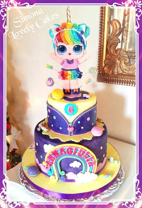 Surprise doll on an orange background. LOL Rainbow Cake🌈 Simona Lovely Cakes💕 (With images) | Rainbow cake, Party cakes, Cake
