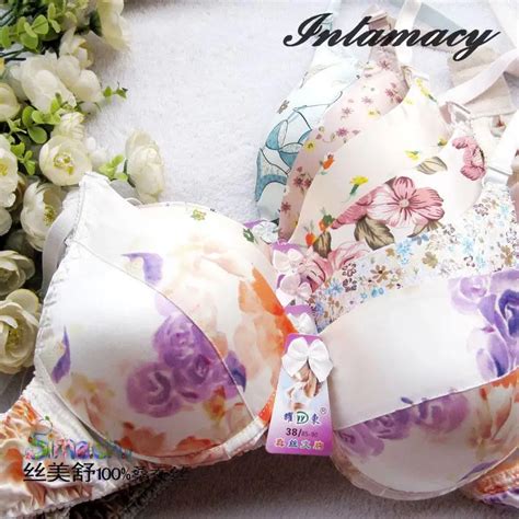 100 real silk bra printing soft silk printing soft care breathable comfortable underwear