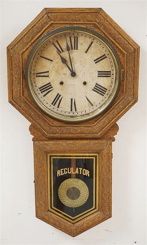 Sold Price Sessions Oak Regulator Wall Clock With Press Decorated