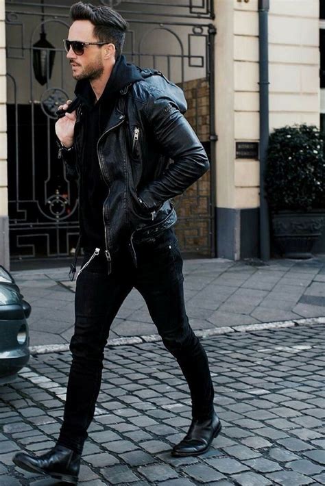 All Black Outfit Jackets Men Fashion Leather Jacket Men Hipster Mens Fashion
