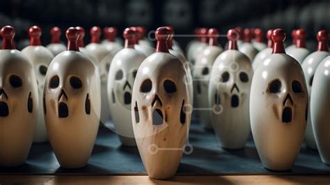 Spooky Bowling Pins With Ghostly Faces Stock Photo Creative Fabrica